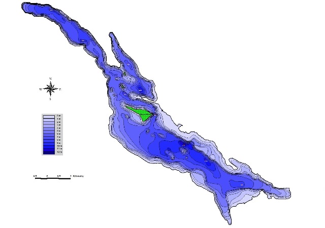 Mapa batymetryczna Jeziora  Sławskiego